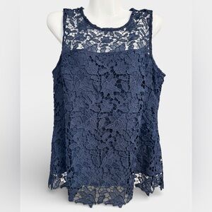 Nanette Lepore Navy Lace Blouse
PTP 19”, L24” w/gold tone zipper
